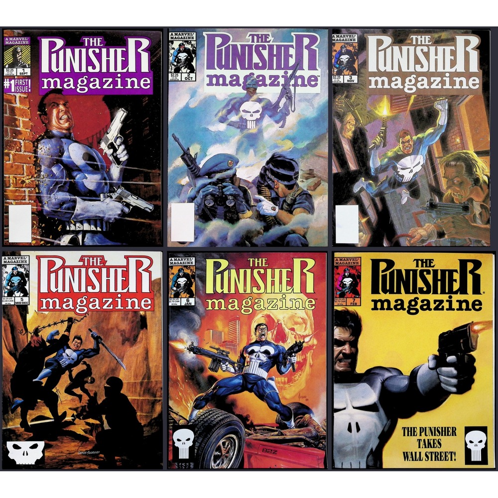 Marvel Comic Lot The Punisher Magazine #1 2 3 5 6 7 Vintage 1989 1990